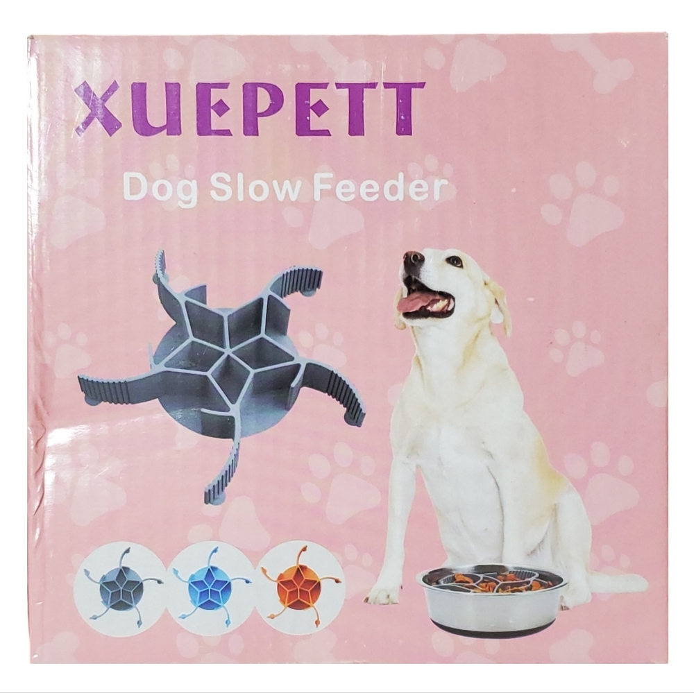 Slow Feeder Silicone Insert Dog Bowls Star Maze Design/Gripper System (2-Pack)